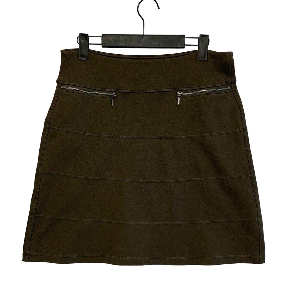 Athleta Strata A-Line Ponte Skirt Women's Sz S Brown Modal Stretch Knee Length